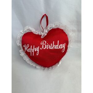 Plush Heart Happy Birthday Red Lace Trim New Celebration Party Event Girly Pop